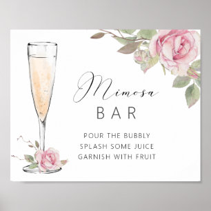 Roze Roos Mimosa Bar Douche Bord Poster