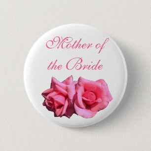 roze roos moeder van de bruid huwelijk ronde button 5,7 cm
