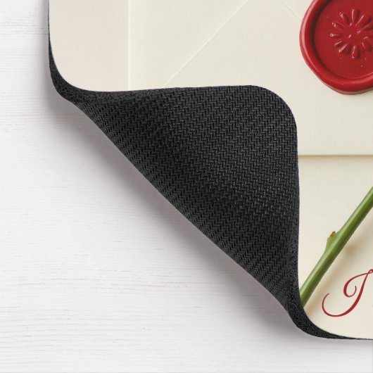 Roze roos op ivoor bruiloft briefpapier muismat (Hoek)