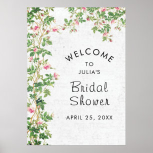 Roze Roos Oude Muur Vintage Stijl Dagboek Huwelijk Poster