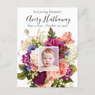 Roze Roos Paarse Orchidee Funeral Memorial Briefkaart