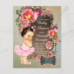 Roze Roos Parel Tutu Baby Shower Kaart