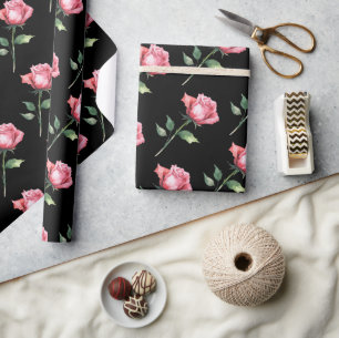 Roze Roos Patroon Cadeaupapier