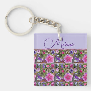 Roze Roos Penunia Madelief Bloemen Bloemige Vrouwe Sleutelhanger