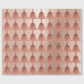 Roze Roos Poeder Gouden Blush Kerstboom Cadeaupapier (Vlak)