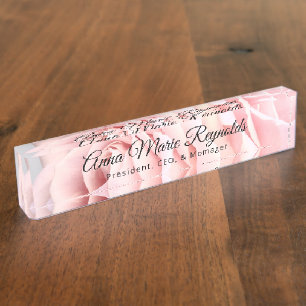 Roze Roos Professioneel Naambordje