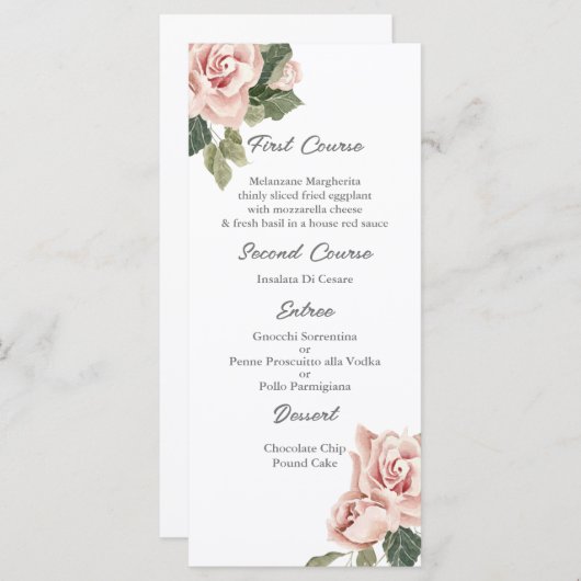 Roze roos quinceañera Menu Sjabloon (Voorkant / Achterkant)