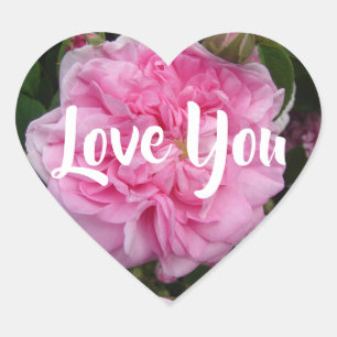 Roze Roos  Retrobloemen bloemenliefde Hart Sticker