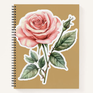 Roze Roos Romantisch Bloemendagboek Notitieboek