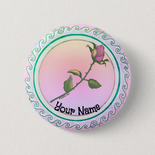 Roze Roos Ronde Button 5,7 Cm