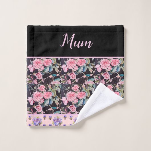 Roze  Roos Rozen Waterverf moeder moeders Bad Handdoek (Wasdoekje)