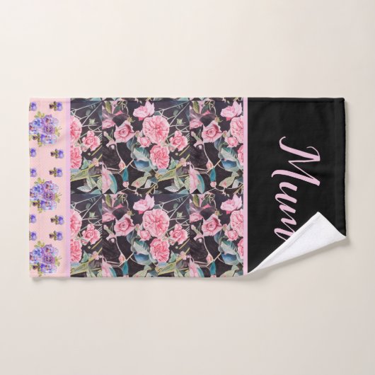 Roze Roos Rozen Waterverf moeder moeders Bad Handdoek (Handdoek)