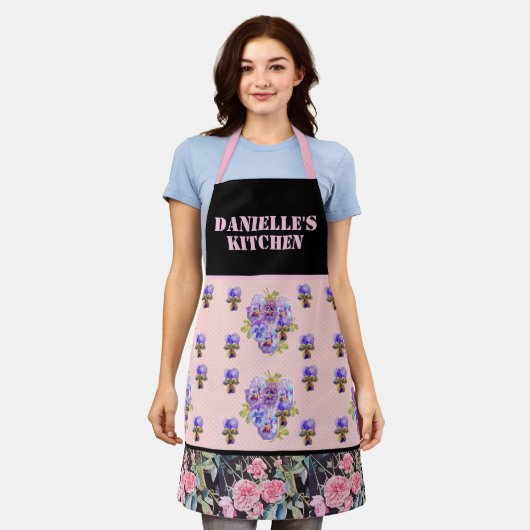 Roze Roos Rozen Waterverf p.p. Schort (Gedragen)