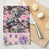 Roze Roos Rozen Waterverf Theedoek (Quarter Fold)