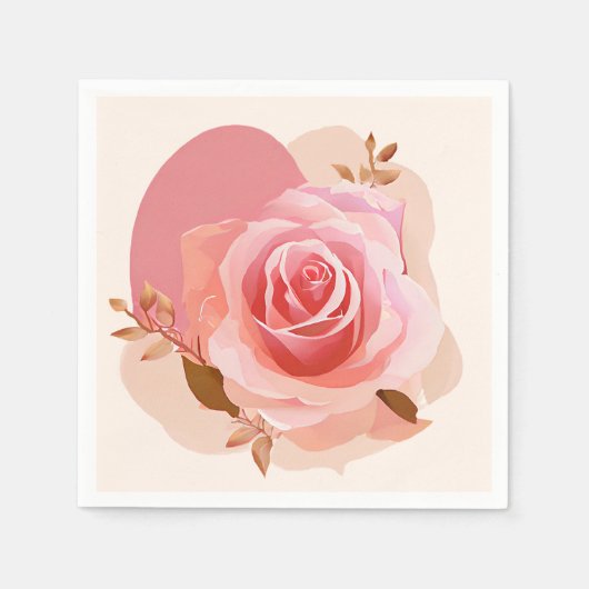 Roze Roos Servet (Voorkant)