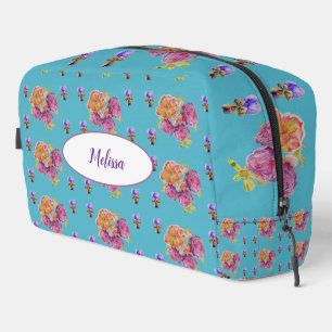 Roze Roos Shabby Teal Bloem Meisjesnaam Toilettasje