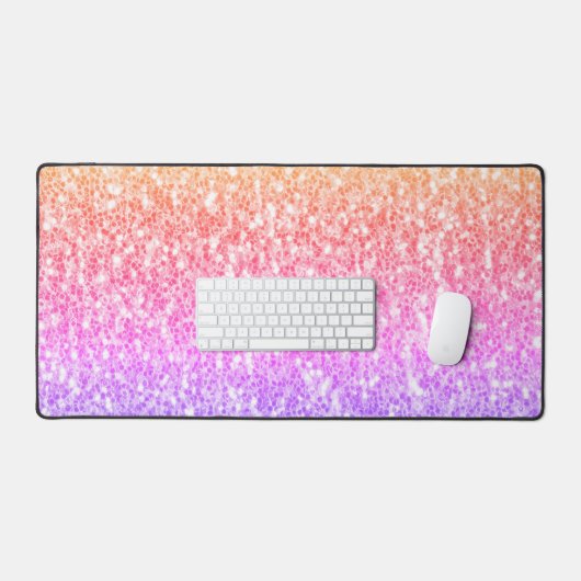 Roze roos sinaasappel glitter schittert bureaumat (Keyboard & Muis)