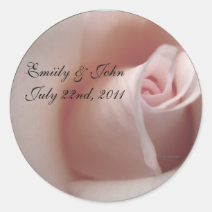 Roze Roos sparen de Datum van de Uitnodigingen van Ronde Sticker