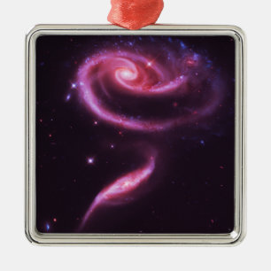 Roze Roos Stelsels Metalen Ornament