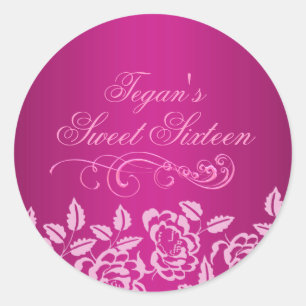 Roze Roos Sweet 16 Envelope Sticker/zegel Ronde Sticker