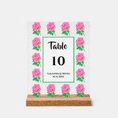 Roze Roos Tafelnummer Acryl Teken Acryl Bord (Voorkant)