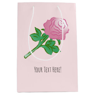 Roze Roos Tekening Medium Cadeauzakje