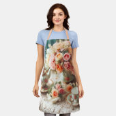 Roze Roos Theetijd Vintage  Schort (Gedragen)