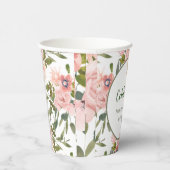 Roze Roos Thema Verjaardag Bruiloft Papieren Beker (Rechts)