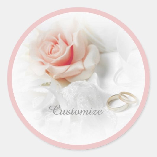 Roze Roos & Trouwringen Stickers (Voorkant)