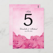  Roze Roos Trouwtafel Nummer Briefkaart (Voorkant / Achterkant)