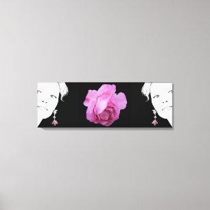 roze roos tweeling meisjes mode illustratie canvas afdruk