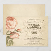  roze roos typografisch vrijgezellenfeest Uitnodig Kaart (Voorkant / Achterkant)