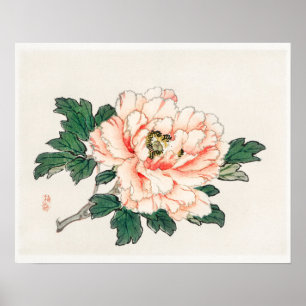 Roze roos van Kono Bairei (1844-1895 Poster