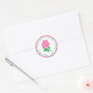Roze Roos Verjaardag Ronde Sticker