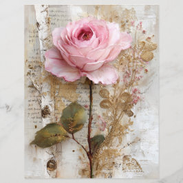 Roze Roos Vintage Junk Journal Scrapboek Papier