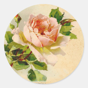 Roze Roos Waterverf schilderen Ronde Sticker