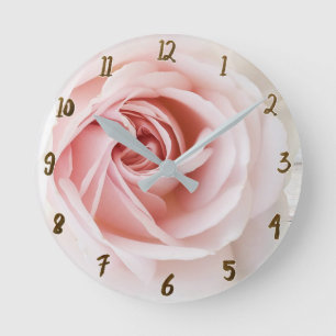 Roze Roos Witte Hout Shabby Chic Boerderij Bloemmo Ronde Klok