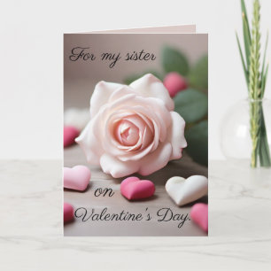 Roze Roos Zuster Valentijnsdag Kaart
