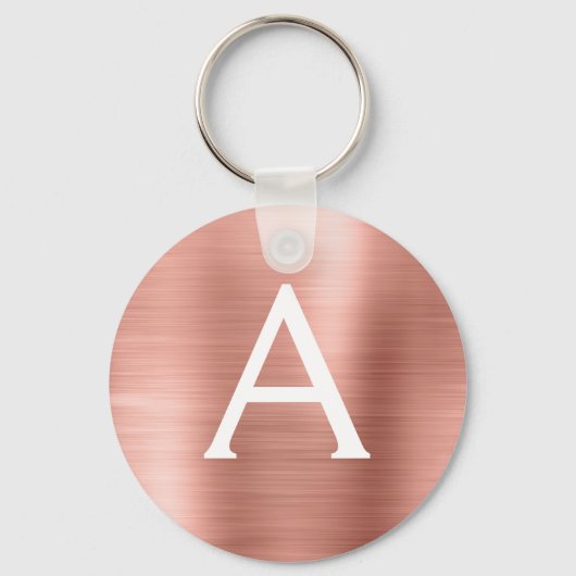 Roze Roosgoud Nep RVS Monogram Sleutelhanger (Voorkant)
