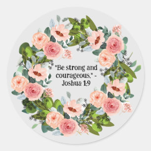 Roze Rooskrans: Quote voor Trouwe Reflectie Ronde Sticker
