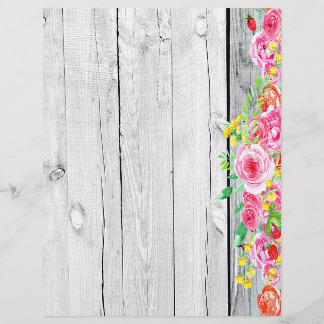 Roze roosrand op hout (Voorkant)