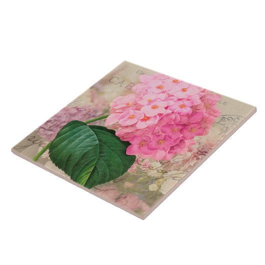 Roze Rooster Hydrangea Keramisch Tile Tegeltje (Zijkant)