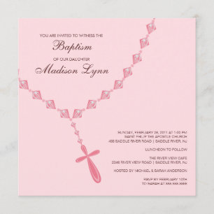 Roze Rosary Bead Baby Girl Baptisme Inname Kaart