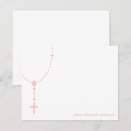 Roze Rosary Custom Baptisme Bedankt voor je opmerk (Voorkant / Achterkant)