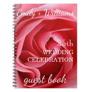 Roze Rose 25th bruiloft Celebration Custom Guest Notitieboek