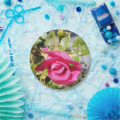 Roze Rose #2 Papieren Bordje (Feest)