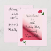 Roze Rose 30th Birthday Invitation Kaart (Voorkant / Achterkant)