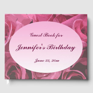 Roze Rose Abstract Birthday Party Guest Book Gastenboek