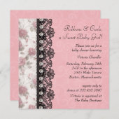  Roze Rose Baby Meisje Douche Kaart (Voorkant / Achterkant)