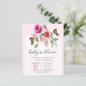 Roze Rose Baby shower Budget Invitation (Staand voorkant)